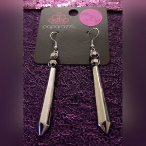Paparazzi Black and Silver Geometric Earrings